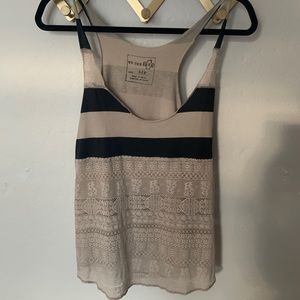 Free People Stripes Racerback  Lace Tank Top | S